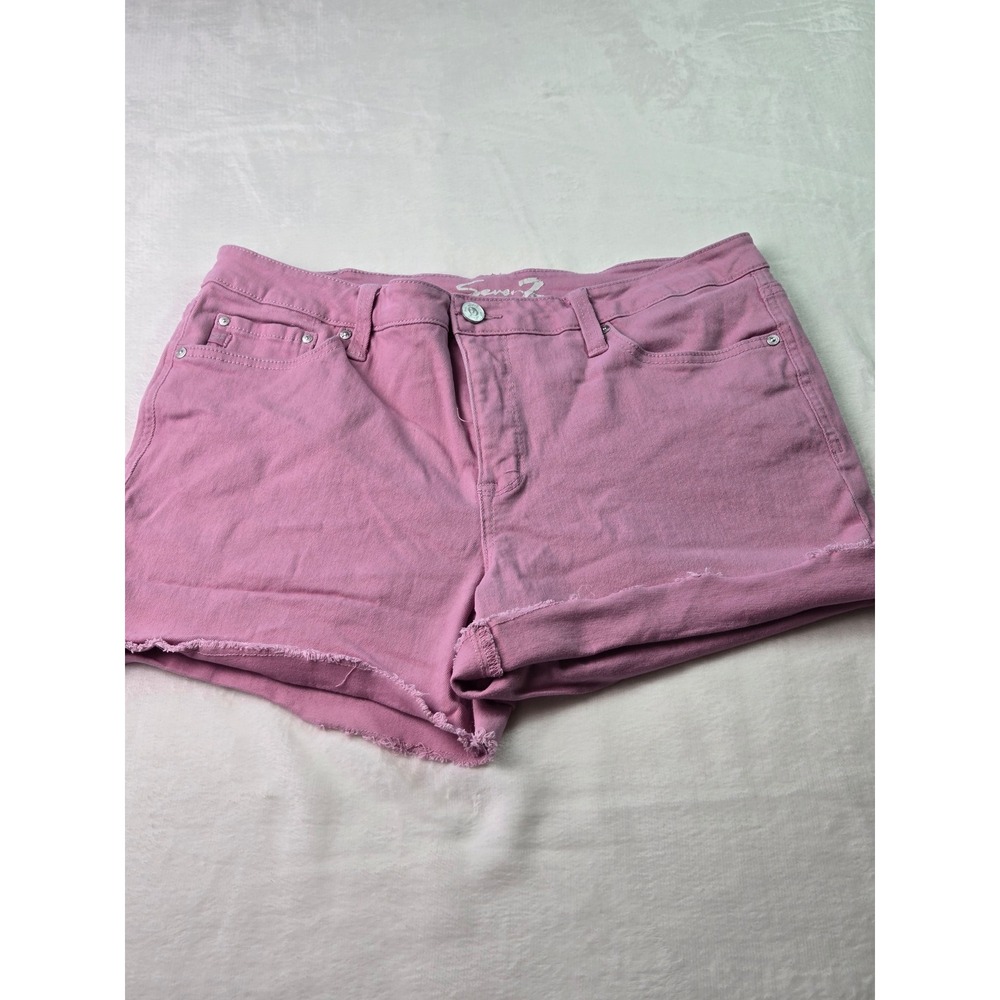 Seven7 Weekend Short Womens 14 Mauve Pink Raw Hem Stretch Denim Jean Shorts